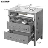 30'' Bathroom Vanity with Ceramic Sink Combo, Free Standing Single Vanity Set with 3 Drawers, Solid N710P246209E