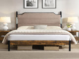 Queen Bed Frame , Upholstered headboard with Charging and Touch sensitive LED Lights, Under Bed W311P416222