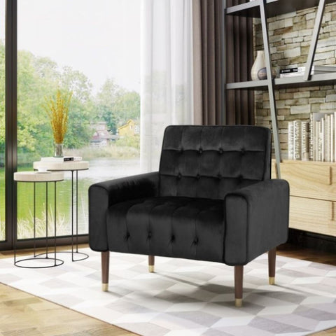 ZUN Mirod Comfy Arm Chair with Tufted Back , Modern for Living Room, Bedroom and Study 64937.00BLK