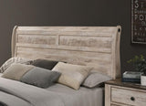 Imerland Contemporary White Wash Finish Bedroom Set with Queen Sleigh Bed, Dresser, Mirror, Two T2574P201581