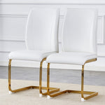 ZUN Luxury Simple Arch Chair - Set of 2 WHITE PU Material High Resilience Dining Chair with Arched Metal W1151P154875