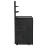 Black MDF Folding Nail Desk with 2 Drawers, Cabinet Door & Storage Shelf 89278371