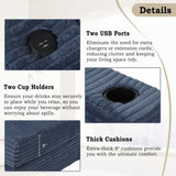 86.5" Oversized Loveseat Chaise Lounge Sectional Sofa Bed Corduroy Sleeper Sofa with USB Ports , N719P232602C