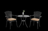 ZUN 3 Piece Patio Bistro Set Cast Aluminum Bistro Table and Chairs Set of 2 with Umbrella Hole,All W640P251289