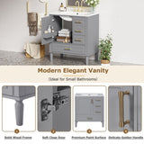 30" Bathroom Vanity with Ceramic Sink, Soft-Close Door with Built-in Shelf, Deep Standard N729P184479E