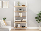 5-Layer Wall-Mounted MDF Iron Frame Display Rack 24.02*12.01*72in White&Oak 76363411