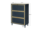 3 Metal Door Shoe Rack, Freestanding Modern Shoe Storage Cabinet, Metal rattan, for Entryway W68849315