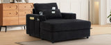 Modern Style Armchair 42.5" Chaise Lounge Sofa Couch with a Movable Storage Ottoman, USB Ports, N719P292700B