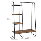 ZUN Clothes Rack with 5 Wood Shelf, Freestanding Rack,Garment Rack, Standing Metal Sturdy 50851359