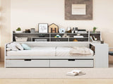 Wooden Full Size Daybed with Storage Shelves, Multi-functional Bed with Two Storage Drawers and 34590533