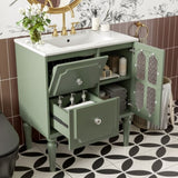 Retro Style 30'' Bathroom Vanity with Ceramic Sink Combo, Freestanding Single Vanity with 2 Drawers, N710P195635F