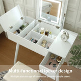 ZUN FCH Vanity Table Set with LED Mirror, Flip Top Dressing Table Writing Desk with Cushioning 68302442