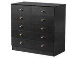 5-Tier 6-Drawer Dresser with Matte Gold Handles Particleboard Textured Melamine Storage Cabinet 99299194