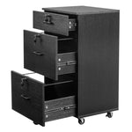 ZUN Black wood grain density board, one small drawer and two large drawers, wooden filing cabinet, 91577582