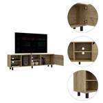 ZUN Valdivia Tv Stand for TV´s up 70", Four Open Shelves, Five Legs -Light Oak B20092114