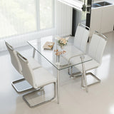 51 x 27.5 x 29.5 Inch ,Glass Dining Table, Modern Rectangular Table with Tempered Glass Tabletop & W2189P255608