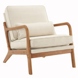 Oak Armrest Oak Upholstered Single Lounge Chair Indoor Lounge Chair Off-White 92676491