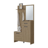 FM FURNITURE Elko Hall Tree Multistorage with a Mirror. Natural Oak B128P283287