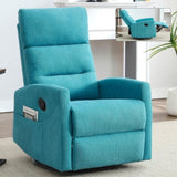 Manual Recliner Chair with Rocker and Swivel in Fabric for Living Room, Blue W3224P289294