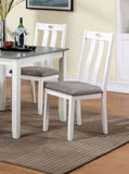 Modern White Solid wood 5pc Dining Set Table 4x Chairs Gray Fabric Cushions Seats Chairs Dining Room B011P230001