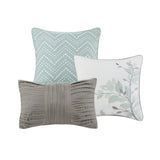 6 Piece Printed Quilt Set with Throw Pillows Aqua Full/Queen B03597394
