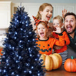 ZUN 7.5ft Pre-Lit Black Christmas Tree, Full Halloween Xmas Artificial Tree 2156 Branch Tips, 500 W1773P203626