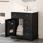 ZUN 30" Bathroom Vanity with Sink Top, Bathroom Vanity Cabinet with Door and Two Drawers, MDF Boards, N725P198484B