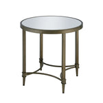 ZUN ACME Aditya End Table, Mirrored & Antique Brass Finish LV02736