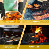 BBQ Gloves, 1472&degF Heat Resistant Fireproof Mitts, Silicone Non-Slip Washable Oven Kitchen Gloves W2181P192852