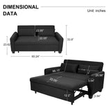 Oversized 61'' Convertible Sleeper Sofa Bed, 2-Seater Loveseat Sofa w/Pockets, Adjustable Backrest W2795P323247