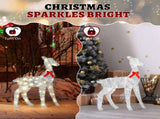 3-Piece Lighted Tinsel Christmas Reindeer Family Outdoor Decorations, Weather Proof Deer Family 31183230