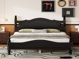 Full Size Wood Platform Bed Frame,Retro Style Platform Bed with Wooden Slat Support,Black WF310129AAB