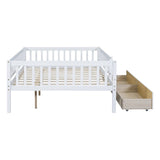 Full Size Daybed Wood Bed with Two Drawers , White WF301868AAK