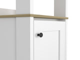Linen Single Door Cabinet 59" H, Two Interior Shelves, Two Open Shelves, Light Oak / White B097133250