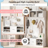 U-Can 57'' Hall Tree with 6 Hooks, Coat Hanger, Entryway Bench, 3-in-1 Design, A Spacious Drawer for N724P264673K