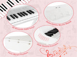 White Kids Piano 30-Key Keyboard Toy with Bench Piano Lid and Music Rack 49605436