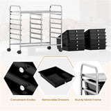 12-Drawer Rolling Storage Cart - 2-Row 10-Storey, Multicolor Drawers, 4 Wheels , -Black 46116279