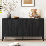 U_Style 59.8" 4-Door Sideboard,Hidden Handle,Distinctive Solid Ash Veneer Buffet with Storage, N711P290714B