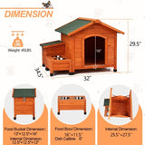 88*106*77cm Wooden Feral Dog House for Outdoor and Indoor, Pet House with Food Bowl& Food Storage 97181304