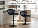2-Pack Adjustable Height Bar Stools with 360&deg Swivel, Dutch Velvet Upholstered Bar Chai - Black 95222483