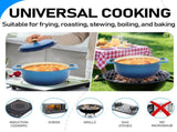 Cast iron 5QT cooking pot - Gradient blue - Includes two silicone gloves - Enamel pot 72431906