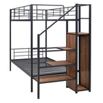 ZUN Twin Over Twin Metal Bunk Bed with Lateral Storage Ladder and Wardrobe, Black 09432094