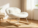 25.59"W x 33.66"D x 29.53"H Indoor Plush Rocking Chair, Soft Fluffy Lounge Rocker with White Metal 44896069