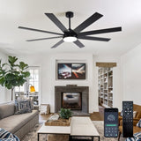 72" Ceiling Fan with Light, 6-Speed Remote Control, Reversible DC Motor, Modern 8 Blades with W1962P347489