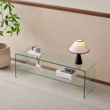 ZUN Clear Glass TV Table, Tempered Clear Glass TV Stand for Living Room W1718P242508