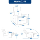 Heat Massage Manual Recliner Chair with Rocker and Swivel in Fabric for Living Room, Blue W1803P251883