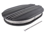 12" Oval Black Aluminum Half Finned Air Cleaner Assembly for Chevy Ford 5-1/8" Carb 60520274