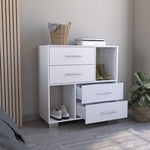 ZUN Sunflower Dresser, Four Drawers, Two Open Shelves B128P148975