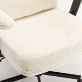 Chair with Wheels and Flip Arms-Comfy Fabric Cross Legged Office Chair with Thick Cushion&Wide Seat, 75595356