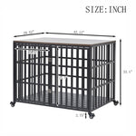 ZUN 42" Heavy Duty Dog Crate for Large Medium Dogs, Furniture Style cage with 4 Lockable Wheels and 2 W206P146720